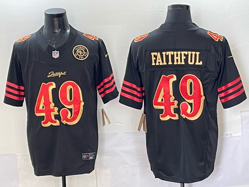 Men San Francisco 49ers #49 Faithful black 2025 Nike NFL Jersey 009
